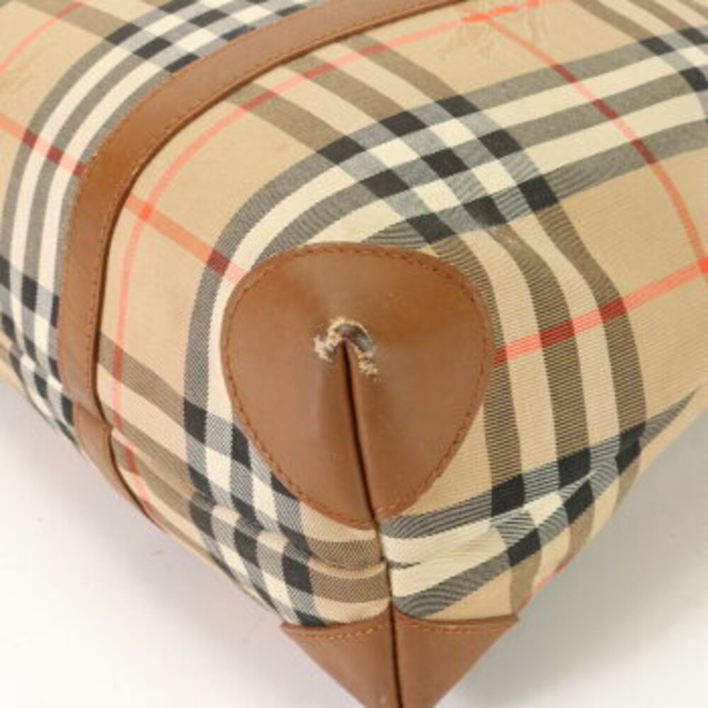 Burberry Nova check horse logo leather tote bag shoulder business document brown - Picture 9 of 14